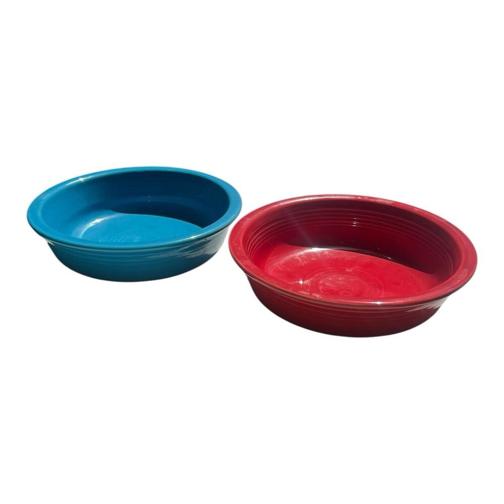 Fiestaware Scarlet Red And Blue Fiesta Soup/Cereal Bowls 7" Homer Laughlin USA